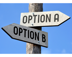 Road signs that says "option A" and "option b" (Success Through Failure episode 383: The Truth Behind Contradicting Success Tactics: What Should You REALLY Believe?)