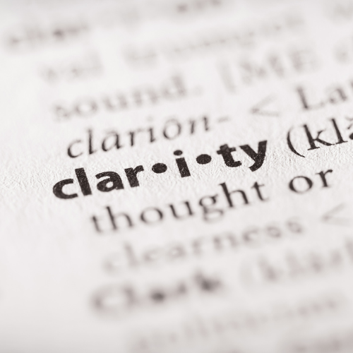 A shot of the word "clarity" taken from a dictionary (Success for the Athletic-Minded Man podcast episode #473 Why All Success Starts with Clarity and How to Get It)