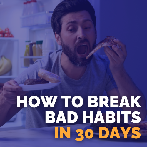 A man eating pizza and donuts (Success for the Athletic-Minded Man podcast episode #487 How to Break Bad Habits and Build Better Ones in 30 Days)